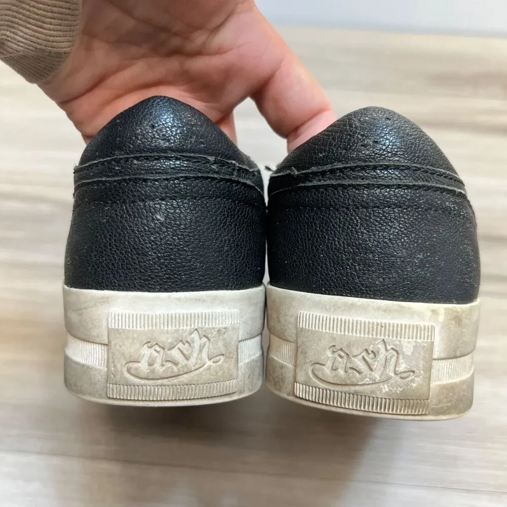 ASH Women's‎ Size 40 US 9 Jungle Black Platform Slip-On Sneakers Shoes Leather